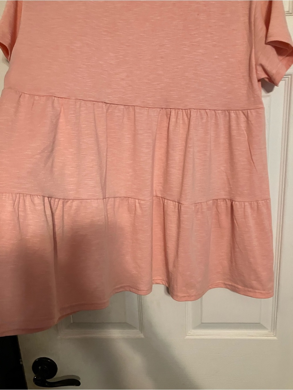 Sanifer Tiered Babydoll Short Sleeve Top Size M in Heathered Soft Pink - Picture 3 of 5